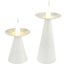 Twee witte LED-tafellampen met kegelvorm