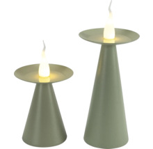 Twee decoratieve LED-tafellampen met kegelvormige voet en druppelvormig licht