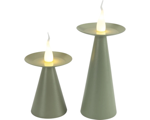 Twee decoratieve LED-tafellampen met kegelvormige voet en druppelvormig licht