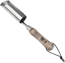 Pootstok van roestvrij staal met houten handvat