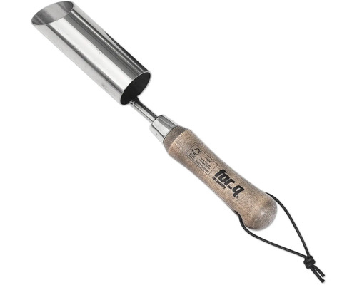 Pootstok van roestvrij staal met houten handvat