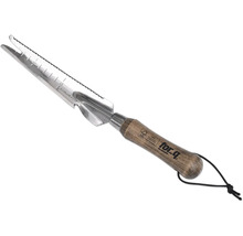 Tuingereedschap van roestvrij staal met houten handvat