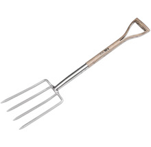 Mestvork met houten handvat en vier tanden