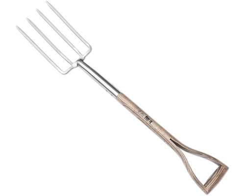 Tuinvork met stalen kop en houten handvat