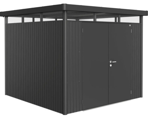 BIOHORT Berging HighLine H4 incl. dubbele deur donkergrijs metallic 275x275 cm Metalen tuinhuis met dubbele deur voor tuingereedschap