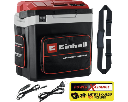Einhell koelbox met accessoirevakken en draagriem. Accu en oplader niet inbegrepen.