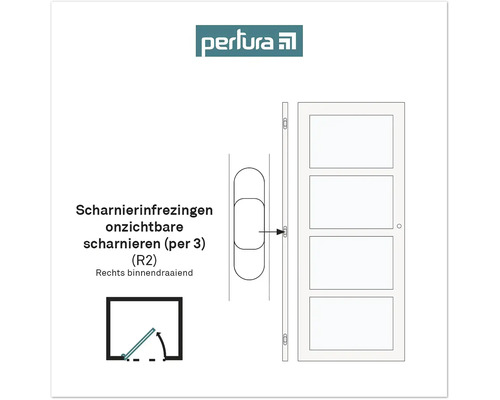 Perltura Logo, Schets van de deur met onzichtbare scharnieren