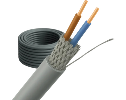 Coaxkabel met twee interne geleiders en opgerolde kabelhaspel