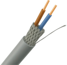 Afgesneden tweeaderige kabel met afscherming