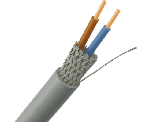Afgesneden tweeaderige kabel met afscherming