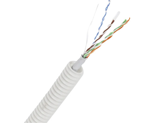 Q-LINK Flexibele voorbedrade buis met UTP CAT6 kabel 16 mm 5/8" grijs 50 m Q-LINK Flexibele voorbedrade buis met UTP CAT6 kabel 16 mm 5/8" grijs 50 m