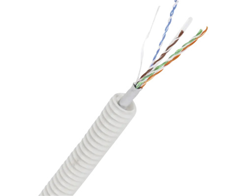 Q-LINK Flexibele voorbedrade buis met UTP CAT6 kabel 16 mm 5/8" grijs 25 m