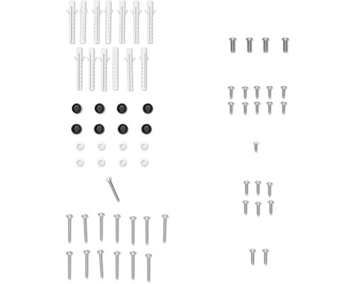 Assortiment met pluggen, schroeven en afdekkappen