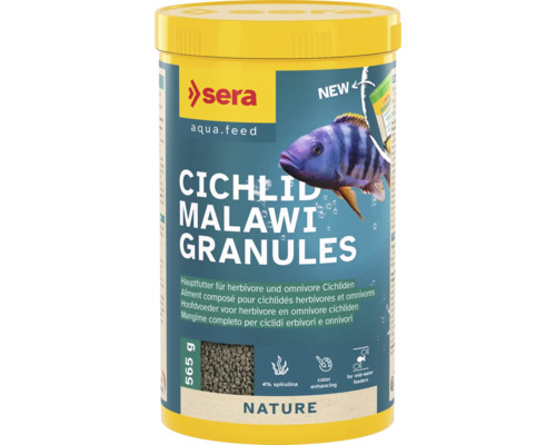 SERA Chichlid Malawi Visvoer granulaat 1000 ml Sera Cichlid Malawi Granules visvoer in een gele verpakking