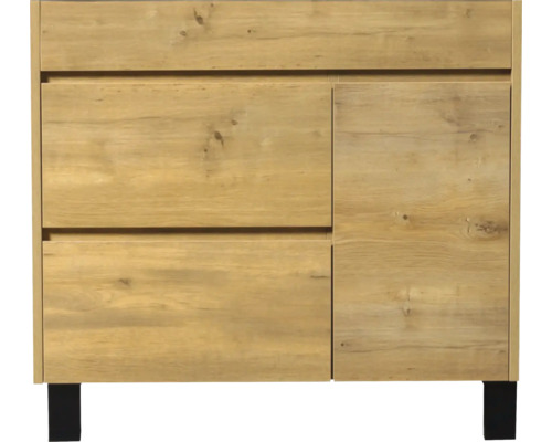 Houten wastafelonderkast met laden en deur