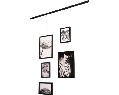 Hanglamp met meerdere fotolijsten met diverse motieven