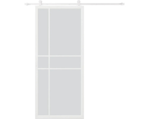PERTURA Stalen schuifdeur industrieel wit 2603 helder glas 100x215 cm met rail basic Schuifdeur met glazen vulling en roeden