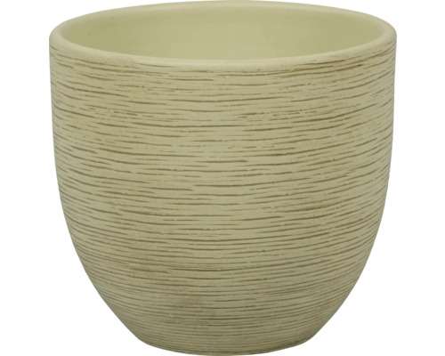 PASSION FOR POTTERY Bloempot Le Havre Aardewerk crème Ø 20 cm H 18 cm Bloempot met horizontaal lijnpatroon