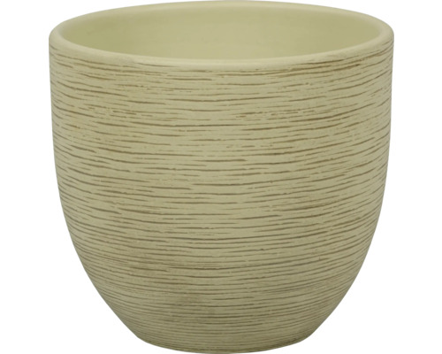 PASSION FOR POTTERY Bloempot Le Havre Aardewerk crème Ø 29 cm H 26 cm Bloempot met horizontale ribbelstructuur
