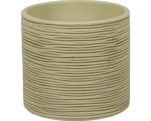 PASSION FOR POTTERY Bloempot Le Havre Aardewerk crème Ø 20 cm H 18 cm Cilindervormige plantenpot met horizontale ribbelstructuur