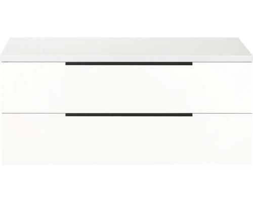 Witte wastafelonderkast met twee laden en grepen