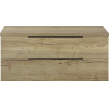 Houtkleurige wastafelonderkast met twee lades