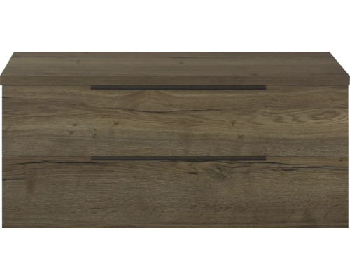 Wastafelonderkast met twee lades in houtlook