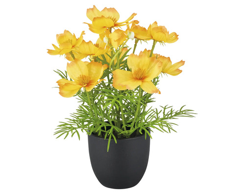 Kunstmatige gele klaproos in pot
