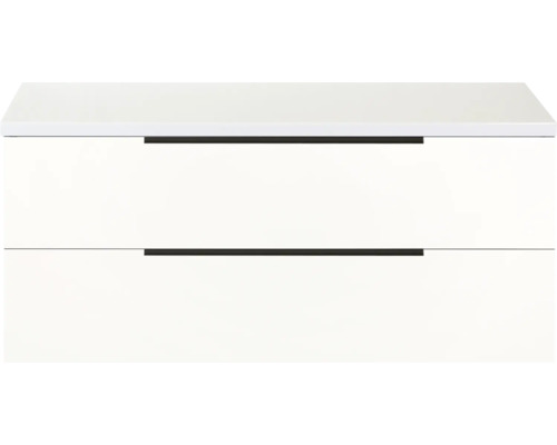 Witte wastafelonderkast met twee lades en grepen