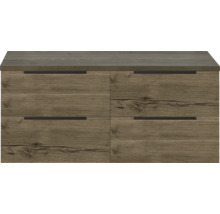 Wastafelonderkast met vier laden in houtlook