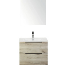 Wastafelcombinatie met spiegel, wastafel, kraan en onderkast