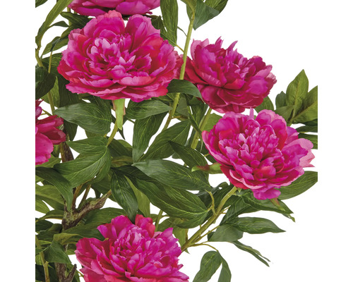 Decoratieve kunstbloem met roze bloemen en groene bladeren.