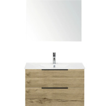 Wastafelcombinatie met spiegel, wastafel, onderkast en twee lades