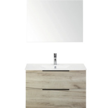 Wastafelcombinatie met spiegel, wastafel en twee lades