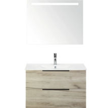 Wastafelcombinatie met spiegel en onderkast in houtdesign