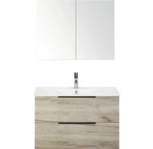 Badkamermeubelset met wastafel, onderkast met lades en spiegelkast