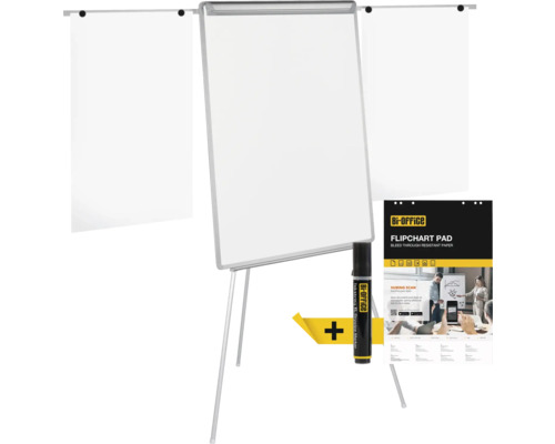 Flipover met blok, stift en papier voor presentaties