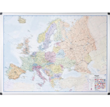 Europese kaart met landsgrenzen in een zilverkleurige lijst
