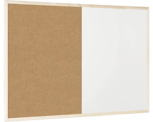 Combinatie van kurkbord en whiteboard met houten frame