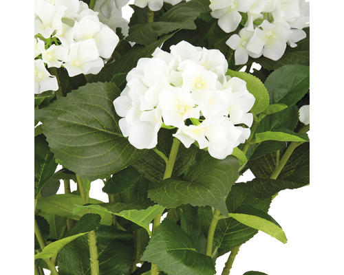 Kunstmatige hortensiabloemen met groene bladeren