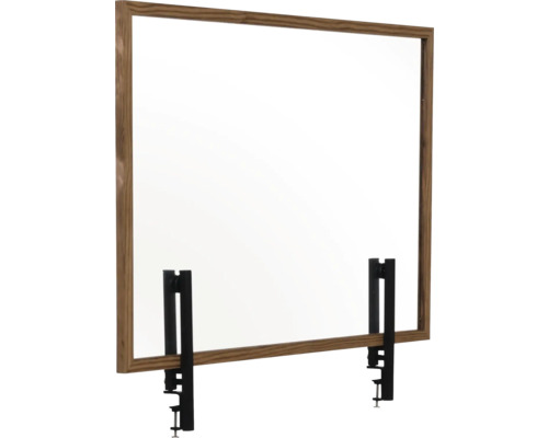 Beschermend scherm met houten frame en tafelklem