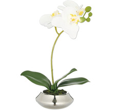 Kunstorchidee in zilverkleurige pot als decoratie