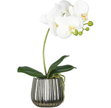 Kunstorchidee in zilverkleurige pot