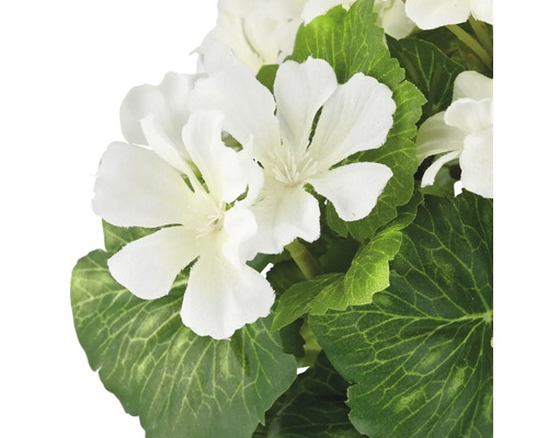 Kunstplant geranium met witte bloemen en groene bladeren