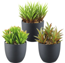Drie kunstplanten in potten