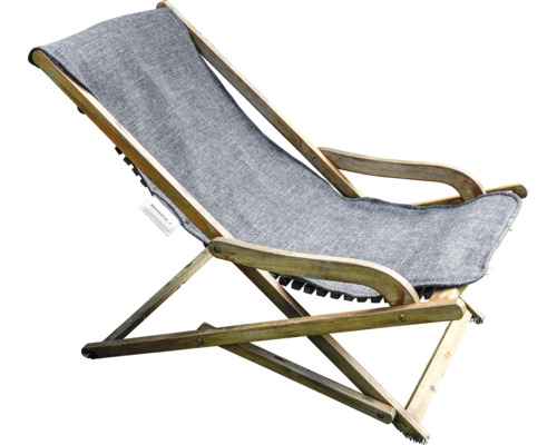 Houten ligstoel met stoffen bekleding