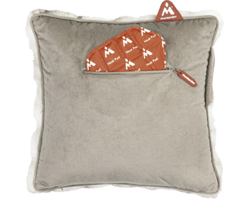 Decoratief kussen met warmtekussen en Montandor logo