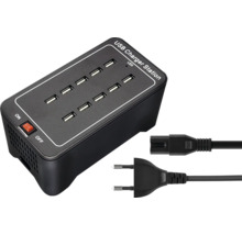 USB-laadstation met meerdere poorten en stroomkabels