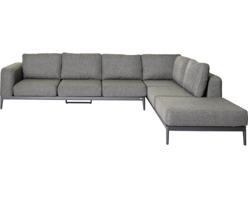 BEST Loungebank Athene grijs Grijze hoekbank met stoffen bekleding en metalen frame