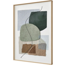 Abstracte wanddecoratie met houten lijst